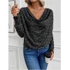 imageSOLY HUX Womens Cowl Neck Ruched Tops Draped Front Long Sleeve Tee T Shirt Teacher Outfits Work TopsBlack Glitter