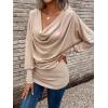 imageSOLY HUX Womens Cowl Neck Ruched Tops Draped Front Long Sleeve Tee T Shirt Teacher Outfits Work TopsPure Apricot
