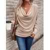 imageSOLY HUX Womens Cowl Neck Ruched Tops Draped Front Long Sleeve Tee T Shirt Teacher Outfits Work TopsPure Apricot
