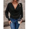 imageSOLY HUX Womens Cowl Neck Ruched Tops Draped Front Long Sleeve Tee T Shirt Teacher Outfits Work TopsPure Black
