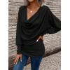 imageSOLY HUX Womens Cowl Neck Ruched Tops Draped Front Long Sleeve Tee T Shirt Teacher Outfits Work TopsPure Black