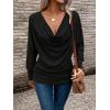 imageSOLY HUX Womens Cowl Neck Ruched Tops Draped Front Long Sleeve Tee T Shirt Teacher Outfits Work TopsPure Black