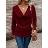 imageSOLY HUX Womens Cowl Neck Ruched Tops Draped Front Long Sleeve Tee T Shirt Teacher Outfits Work TopsPure Burgundy