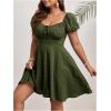 imageSOLY HUX Womens Plus Size Short Sleeve Mini Dress High Waist Summer Dresses Wedding Guest DressArmy Green