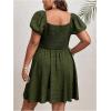 imageSOLY HUX Womens Plus Size Short Sleeve Mini Dress High Waist Summer Dresses Wedding Guest DressArmy Green