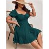 imageSOLY HUX Womens Plus Size Short Sleeve Mini Dress High Waist Summer Dresses Wedding Guest DressDark Green