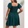 imageSOLY HUX Womens Plus Size Short Sleeve Mini Dress High Waist Summer Dresses Wedding Guest DressDark Green