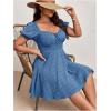 imageSOLY HUX Womens Plus Size Short Sleeve Mini Dress High Waist Summer Dresses Wedding Guest DressDusty Blue