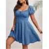 imageSOLY HUX Womens Plus Size Short Sleeve Mini Dress High Waist Summer Dresses Wedding Guest DressDusty Blue