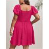 imageSOLY HUX Womens Plus Size Short Sleeve Mini Dress High Waist Summer Dresses Wedding Guest DressHot Pink