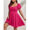 imageSOLY HUX Womens Plus Size Short Sleeve Mini Dress High Waist Summer Dresses Wedding Guest DressHot Pink