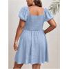 imageSOLY HUX Womens Plus Size Short Sleeve Mini Dress High Waist Summer Dresses Wedding Guest DressLight Blue