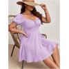 imageSOLY HUX Womens Plus Size Short Sleeve Mini Dress High Waist Summer Dresses Wedding Guest DressMauve Purple