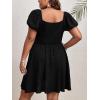 imageSOLY HUX Womens Plus Size Short Sleeve Mini Dress High Waist Summer Dresses Wedding Guest DressPlain Black