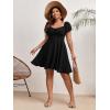 imageSOLY HUX Womens Plus Size Short Sleeve Mini Dress High Waist Summer Dresses Wedding Guest DressPlain Black