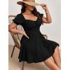 imageSOLY HUX Womens Plus Size Short Sleeve Mini Dress High Waist Summer Dresses Wedding Guest DressPlain Black