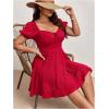 imageSOLY HUX Womens Plus Size Short Sleeve Mini Dress High Waist Summer Dresses Wedding Guest DressPlain Red