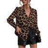 imageSOLY HUX Womens Button Down Shirts Casual Long Sleeve Print Collar V Neck Blouse TopsBrown Leopard