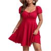 imageSOLY HUX Womens Plus Size Short Sleeve Mini Dress High Waist Summer Dresses Wedding Guest DressPlain Red