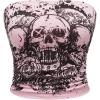 imageSOLY HUX Womens Y2k Goth Tube Crop Top Skull Print Strapless Sleeveless Bandeau TopsLight Pink Skull
