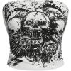 imageSOLY HUX Womens Y2k Goth Tube Crop Top Skull Print Strapless Sleeveless Bandeau TopsWhite Skull