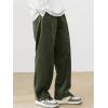 imageSOLY HUX Mens Corduroy Pants Casual Drawstring Elastic Waist Straight Leg Sweatpants with PocketsArmy Green Letter