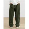 imageSOLY HUX Mens Corduroy Pants Casual Drawstring Elastic Waist Straight Leg Sweatpants with PocketsArmy Green Letter