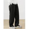 imageSOLY HUX Mens Corduroy Pants Casual Drawstring Elastic Waist Straight Leg Sweatpants with PocketsBlack Letter