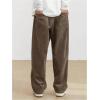 imageSOLY HUX Mens Corduroy Pants Casual Drawstring Elastic Waist Straight Leg Sweatpants with PocketsBrown Letter