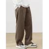 imageSOLY HUX Mens Corduroy Pants Casual Drawstring Elastic Waist Straight Leg Sweatpants with PocketsBrown Letter