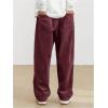 imageSOLY HUX Mens Corduroy Pants Casual Drawstring Elastic Waist Straight Leg Sweatpants with PocketsBurgundy Letter