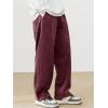 imageSOLY HUX Mens Corduroy Pants Casual Drawstring Elastic Waist Straight Leg Sweatpants with PocketsBurgundy Letter