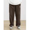 imageSOLY HUX Mens Corduroy Pants Casual Drawstring Elastic Waist Straight Leg Sweatpants with PocketsCoffee Brown Letter