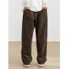 imageSOLY HUX Mens Corduroy Pants Casual Drawstring Elastic Waist Straight Leg Sweatpants with PocketsCoffee Brown Letter