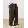 imageSOLY HUX Mens Corduroy Pants Casual Drawstring Elastic Waist Straight Leg Sweatpants with PocketsCoffee Brown Letter