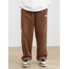 imageSOLY HUX Mens Corduroy Pants Casual Drawstring Elastic Waist Straight Leg Sweatpants with PocketsRust Brown Letter
