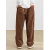 imageSOLY HUX Mens Corduroy Pants Casual Drawstring Elastic Waist Straight Leg Sweatpants with PocketsRust Brown Letter