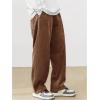 imageSOLY HUX Mens Corduroy Pants Casual Drawstring Elastic Waist Straight Leg Sweatpants with PocketsRust Brown Letter