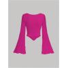 imageSOLY HUX Womens Long Bell Sleeve Tops Mesh Sweetheart Neck Going Out Crop Top Casual Asymmetrical T Shirts TeesHot Pink