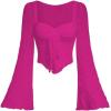 imageSOLY HUX Womens Long Bell Sleeve Tops Mesh Sweetheart Neck Going Out Crop Top Casual Asymmetrical T Shirts TeesHot Pink