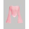 imageSOLY HUX Womens Long Bell Sleeve Tops Mesh Sweetheart Neck Going Out Crop Top Casual Asymmetrical T Shirts TeesLight Pink