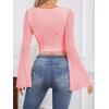 imageSOLY HUX Womens Long Bell Sleeve Tops Mesh Sweetheart Neck Going Out Crop Top Casual Asymmetrical T Shirts TeesLight Pink