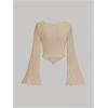 imageSOLY HUX Womens Long Bell Sleeve Tops Mesh Sweetheart Neck Going Out Crop Top Casual Asymmetrical T Shirts TeesPure Apricot