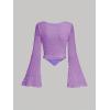 imageSOLY HUX Womens Long Bell Sleeve Tops Mesh Sweetheart Neck Going Out Crop Top Casual Asymmetrical T Shirts TeesPure Mauve Purple