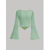 imageSOLY HUX Womens Long Bell Sleeve Tops Mesh Sweetheart Neck Going Out Crop Top Casual Asymmetrical T Shirts TeesPure Mint Green