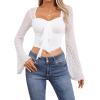 imageSOLY HUX Womens Long Bell Sleeve Tops Mesh Sweetheart Neck Going Out Crop Top Casual Asymmetrical T Shirts TeesPure White