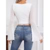 imageSOLY HUX Womens Long Bell Sleeve Tops Mesh Sweetheart Neck Going Out Crop Top Casual Asymmetrical T Shirts TeesPure White