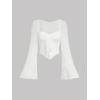 imageSOLY HUX Womens Long Bell Sleeve Tops Mesh Sweetheart Neck Going Out Crop Top Casual Asymmetrical T Shirts TeesPure White