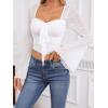 imageSOLY HUX Womens Long Bell Sleeve Tops Mesh Sweetheart Neck Going Out Crop Top Casual Asymmetrical T Shirts TeesPure White