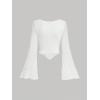 imageSOLY HUX Womens Long Bell Sleeve Tops Mesh Sweetheart Neck Going Out Crop Top Casual Asymmetrical T Shirts TeesPure White